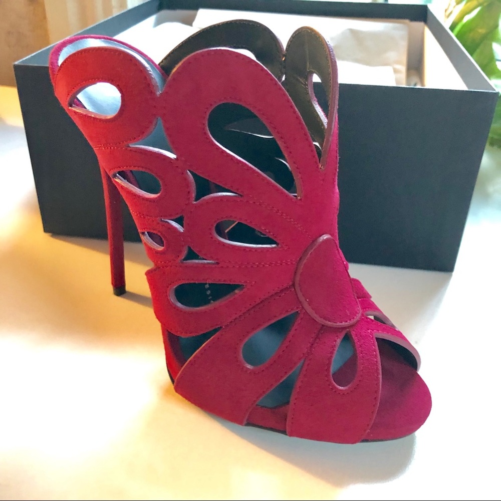 GIUSEPPE ZANOTTI Red Open Toe Mules - NEW - Picture 1 of 8
